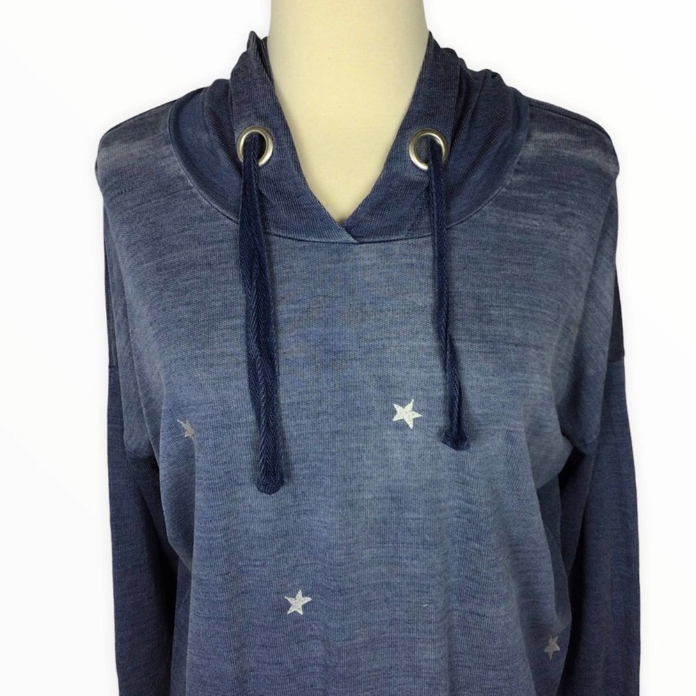 Tribal | Faded Denim Blue Star Pullover Hooded Shirt M - Picture 2 of 6